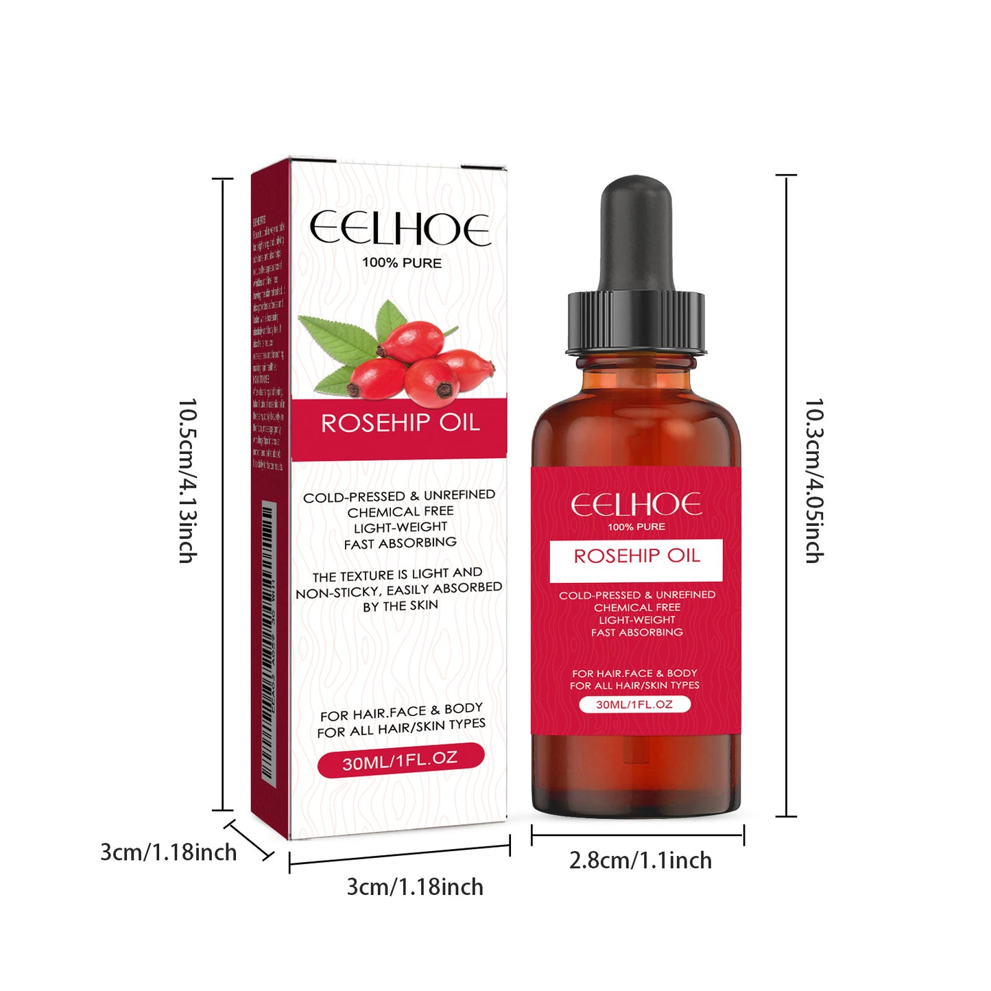 EELHOE Rosehip Facial Oil Facial Body Moisturizing Nourishing Skincare Smooth Hair Care Massage Oil