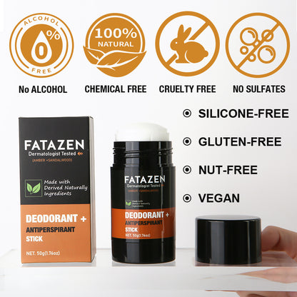 FATAZEN Dermatologist Tested Deodorant Anti-odorant Stick Natural Amber Sandalwood Fragrance Sweat Odor Balm Deodorant Stick