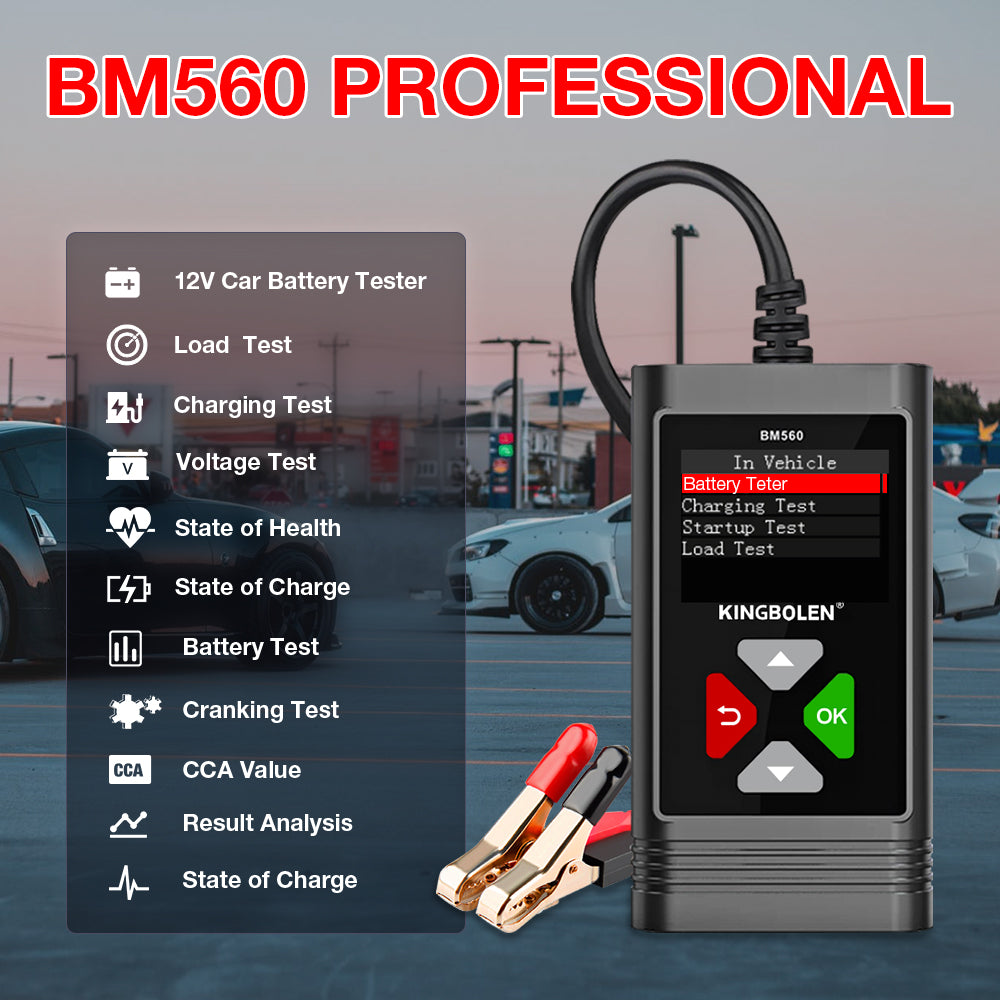 Car Battery Tester KINGBOLEN BM560 6V 12V 100 to 2000CCA Cranking Charging Circuit Tester Battery Analyzer Battery Tools