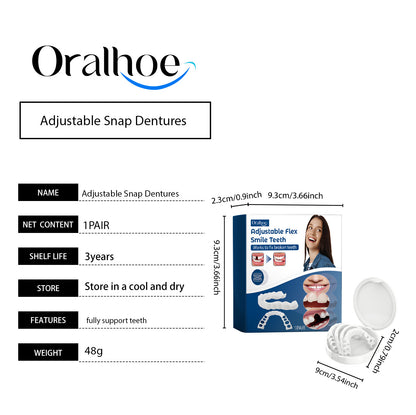 Oralhoe Adjustable Snap-on Dentures Simulated Braces Dental Veneers Temporary Teeth Repair Orthodontic Dental Care