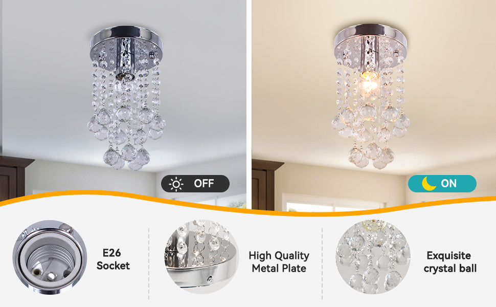 K9 Modern LED Pendant Lights Small Gold Chrome Crystal for Bedroom Balcony Hallway Lighting for Room Decoration