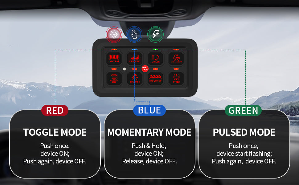 Electronic 8 Gang Switch Panel Universal Circuit Control Relay System Box With RGB Backlight for 12V Car Truck Boat UTV SUV RV