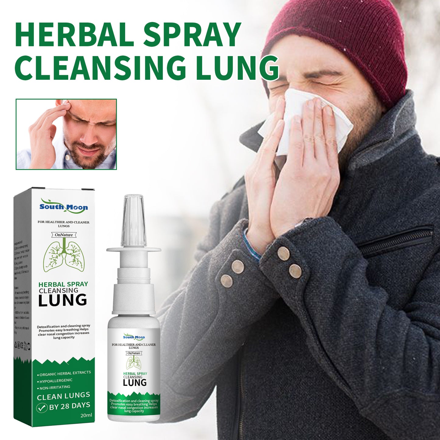 South Moon Nasal Spray for Relieving Congestion Relieve Runny Nose Nasal Discomfort Nasal Cleansing Care Solution