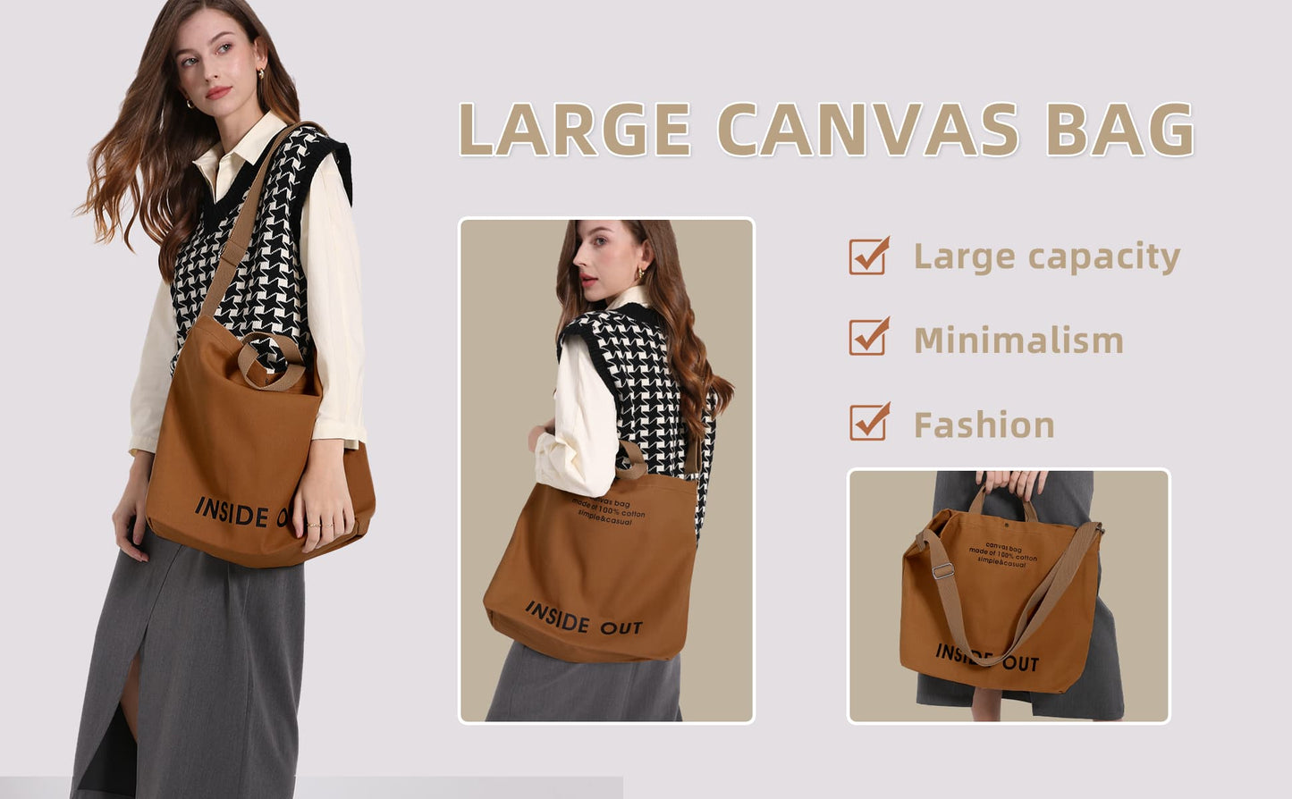 New Fashion Factory Wholesale Fashion Cotton Print Women Weekend Canvas Tote Large Canvas Bag