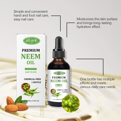 EELHOE Neem Oil Care Essential Oil Nourishing Scalp Skin Care Nail Care Neem Oil Massage Oil Nourishing Skin