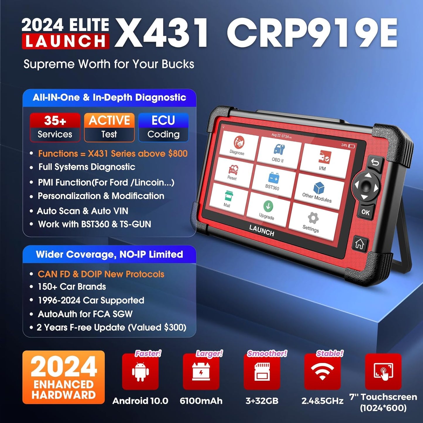 LAUNCH  X431 CRP919E CRP919X CRP919 Full System OBD2 Scanner Professional Automotive Diagnostic Tool