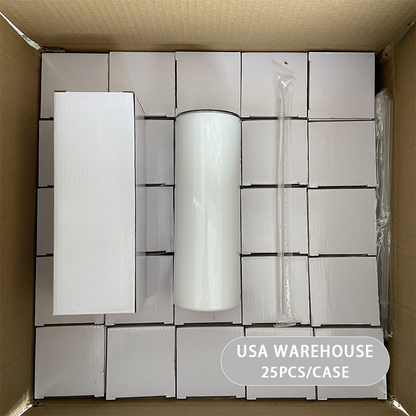 Wholesale Usa Warehouse Stocked 20oz 30oz White Skinny Sublimation Blanks Cups Stainless Steel Tumblers With Straw