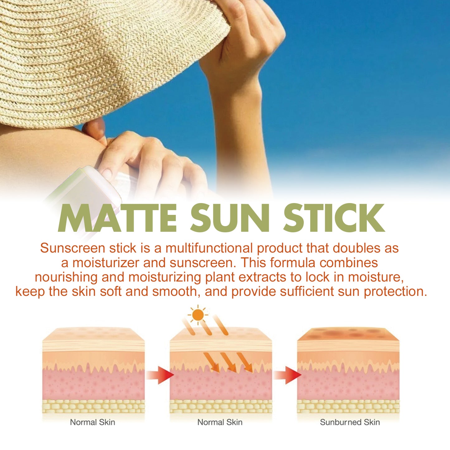 Jaysuing Matte Protective Stick UV Protection Moisturizing Repair Whitening Skin Summer Refreshing Skincare Cream