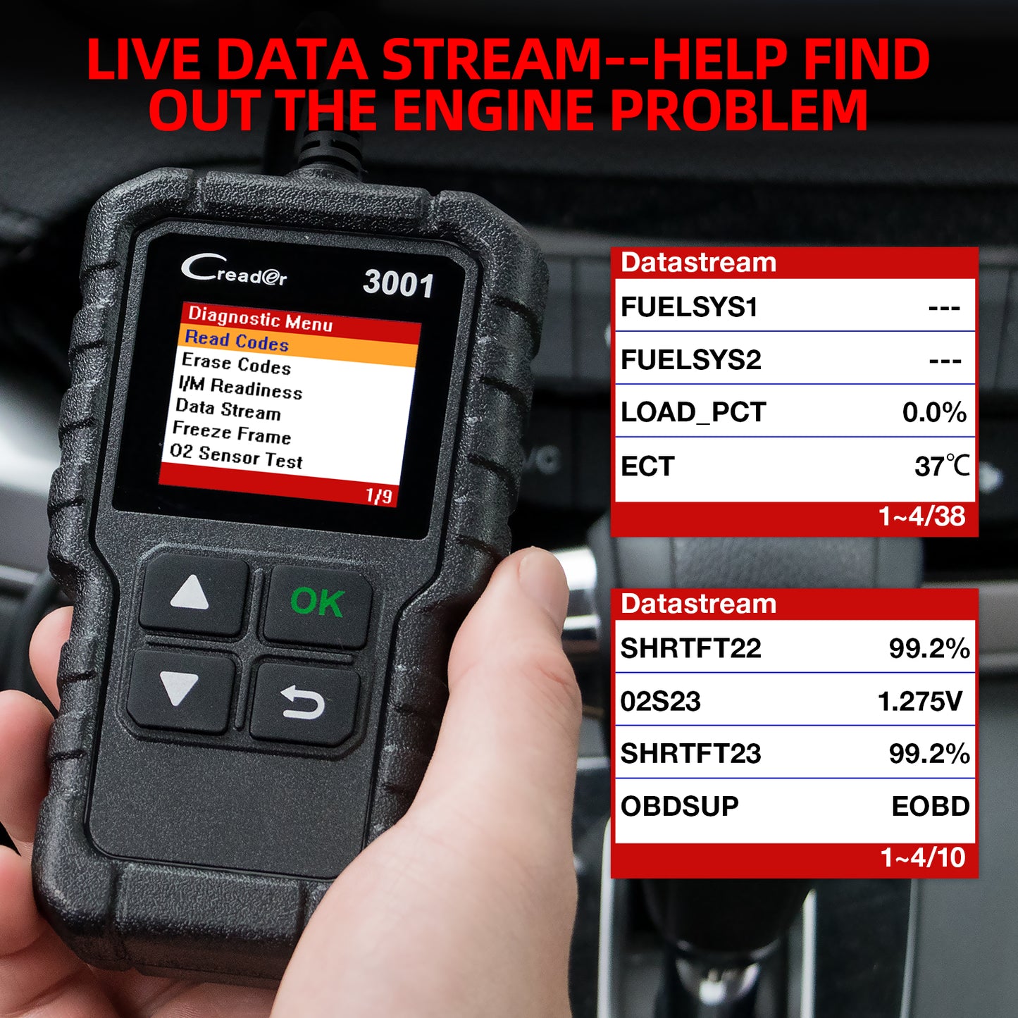 CR3001 OBD2 Car Code Creader Elite Engine Fault Mode Diagnostic Scan Tool for All OBDII Protocol Cars Since 1996