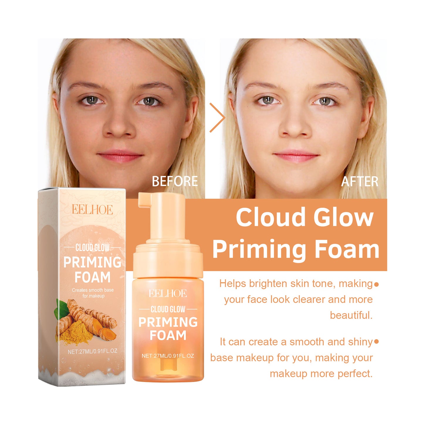 EELHOE Pre-Makeup Mousse Toner Hydrating Moisturizing Facial Toner Firming Softening Skincare Foam Mousse