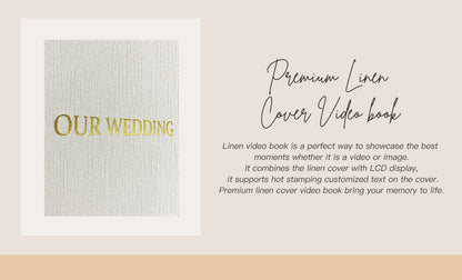 Custom OUR WEDDING GOLD FOIL 7 Inch IPS Video Book Wedding Linen Video Brochure Wedding Video Album