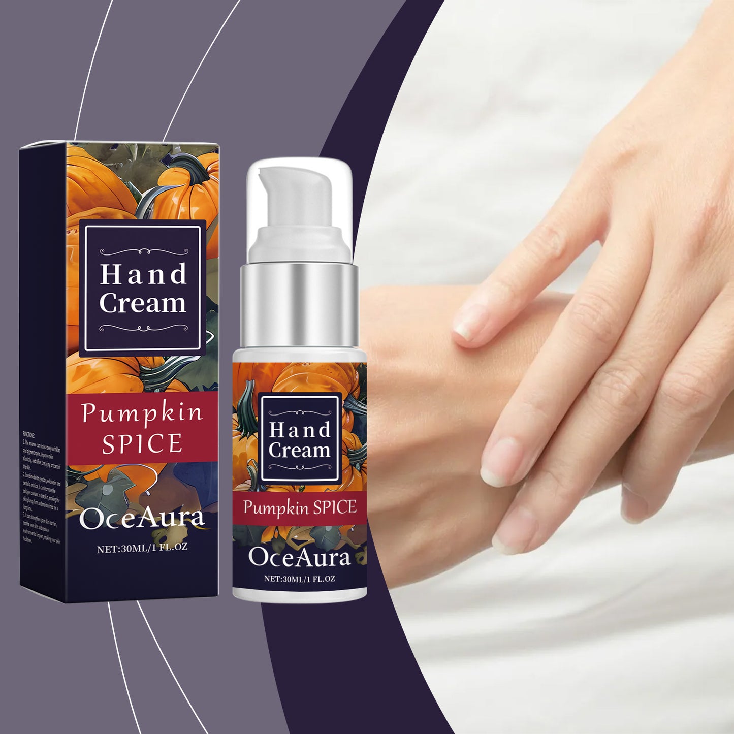 OceAura Pumpkin Moisturizing Hand Cream Hydrating Moisturizing and Nourishing Care Hand Skin Anti-Drying Hand Cream