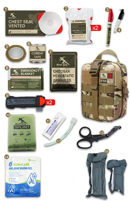 Medresq Portable Vacuum Trauma First Aid Kit Emergency Survival Rescue Bag IFAK Medical Kit With Chest Seal