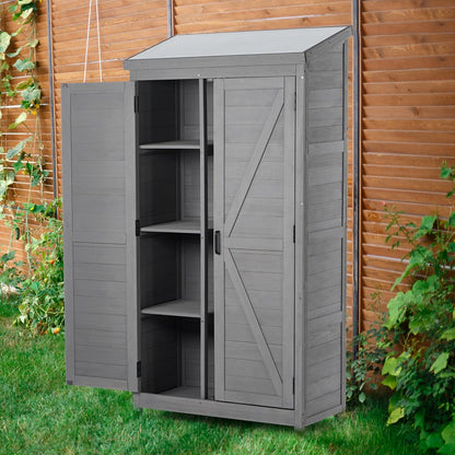 Outdoor Solid Wood Storage Cabinet for Garden and Metal Table Top Outdoor Work Station Table