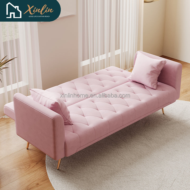 2025 Elegant Modern OEM Folding Leather Futon Bed Living Room Couch Chair for Dining Bedroom Velvet Feature with Free Shipping