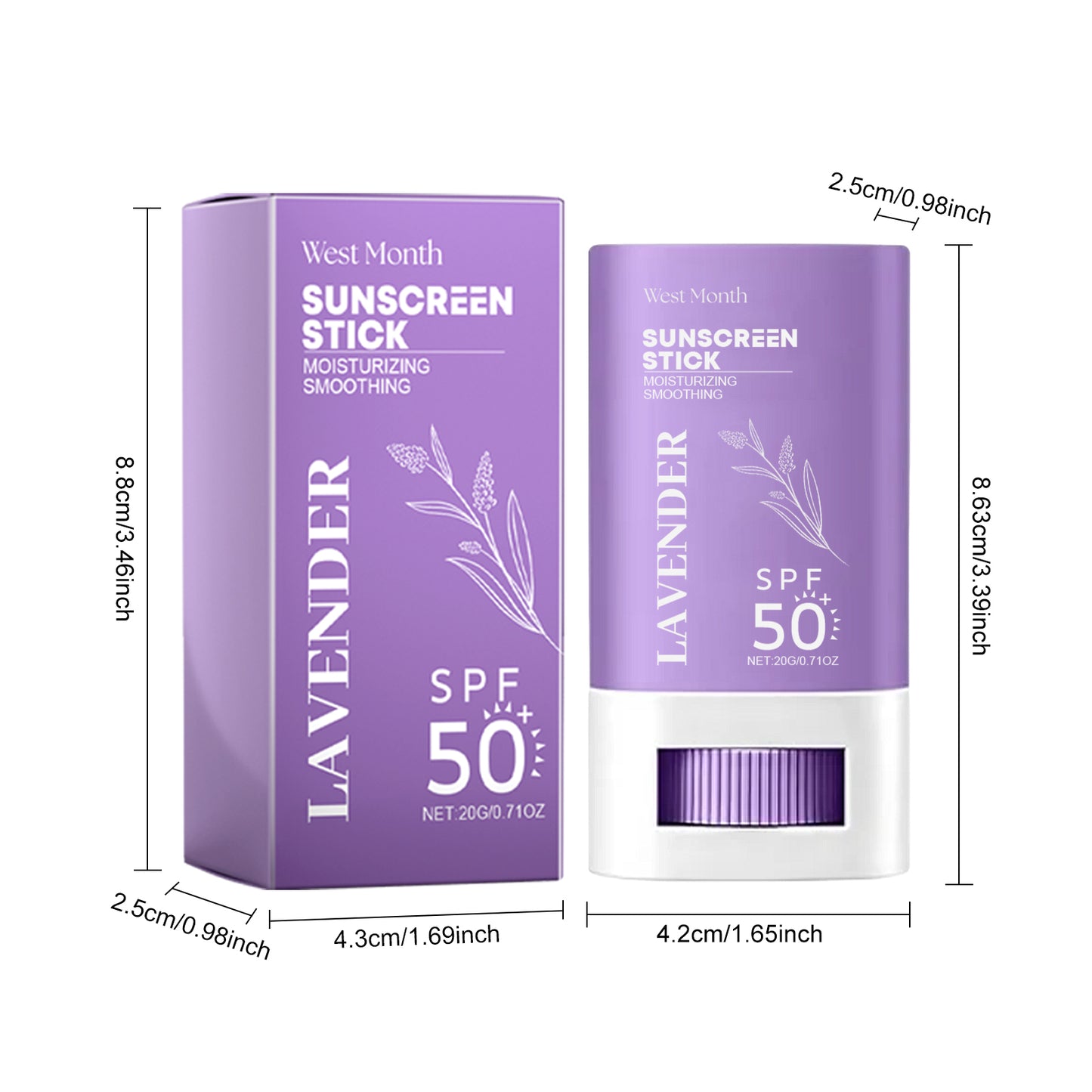 West&Month UV Protective Cream Lavender Outdoor Isolation Sunburn Refreshing Non-Sticky Skin Protective Cream