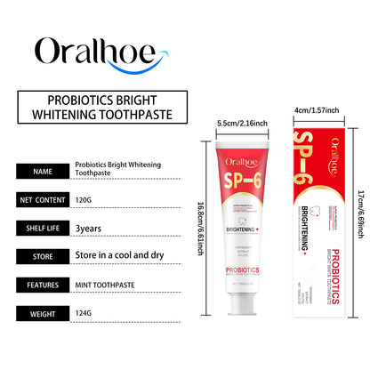 Oralhoe Probiotic Whitening Toothpaste Tooth Cleaning Hygiene Reduce Stains Care Oral Care Toothpaste