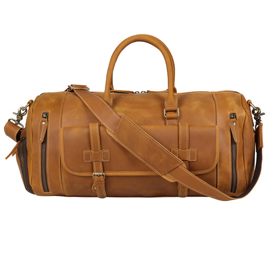 TIDING Custom Weekender Overnight Genuine Leather Travel Bag Duffel Bag With Shoes Compartment