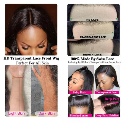 HOT SELL 13x4 LACE WIG  Human Hair Lace Front Bob Wigs Short Straight Style Transparent Swiss Lace Raw Brazilian for Black Women