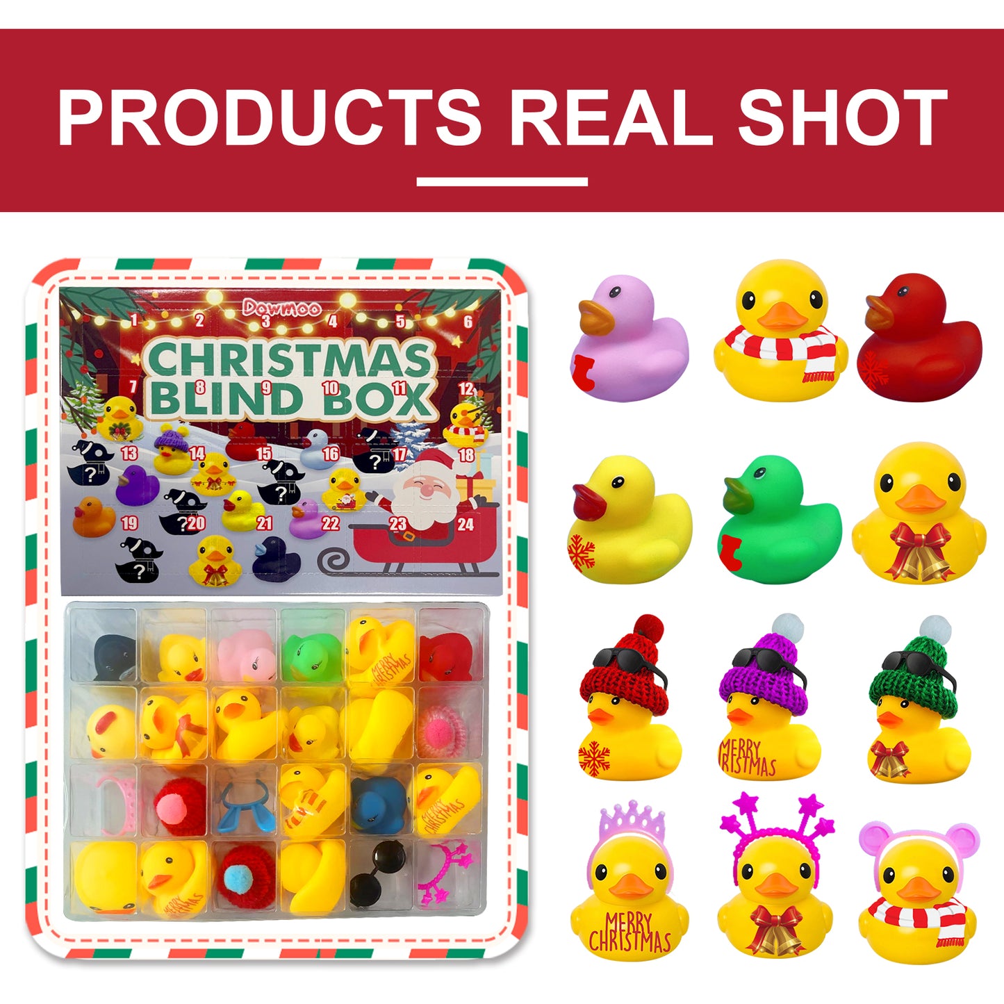 Dowmoo Christmas Rubber Duck Advent Calendar Christmas Rubber Duck Toy Blind Box24Creative Toys