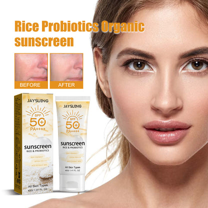 Jaysuing Probiotic Rice Organic Protective Cream Non-greasy Outdoor UV Protection Cream for Face Body