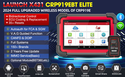 LAUNCH X431 CRP919E BT Bluetooth OBD Scanner Bi-directional Scan Tool ECU Coding 29 Service All System Auto Diagnostic Tool