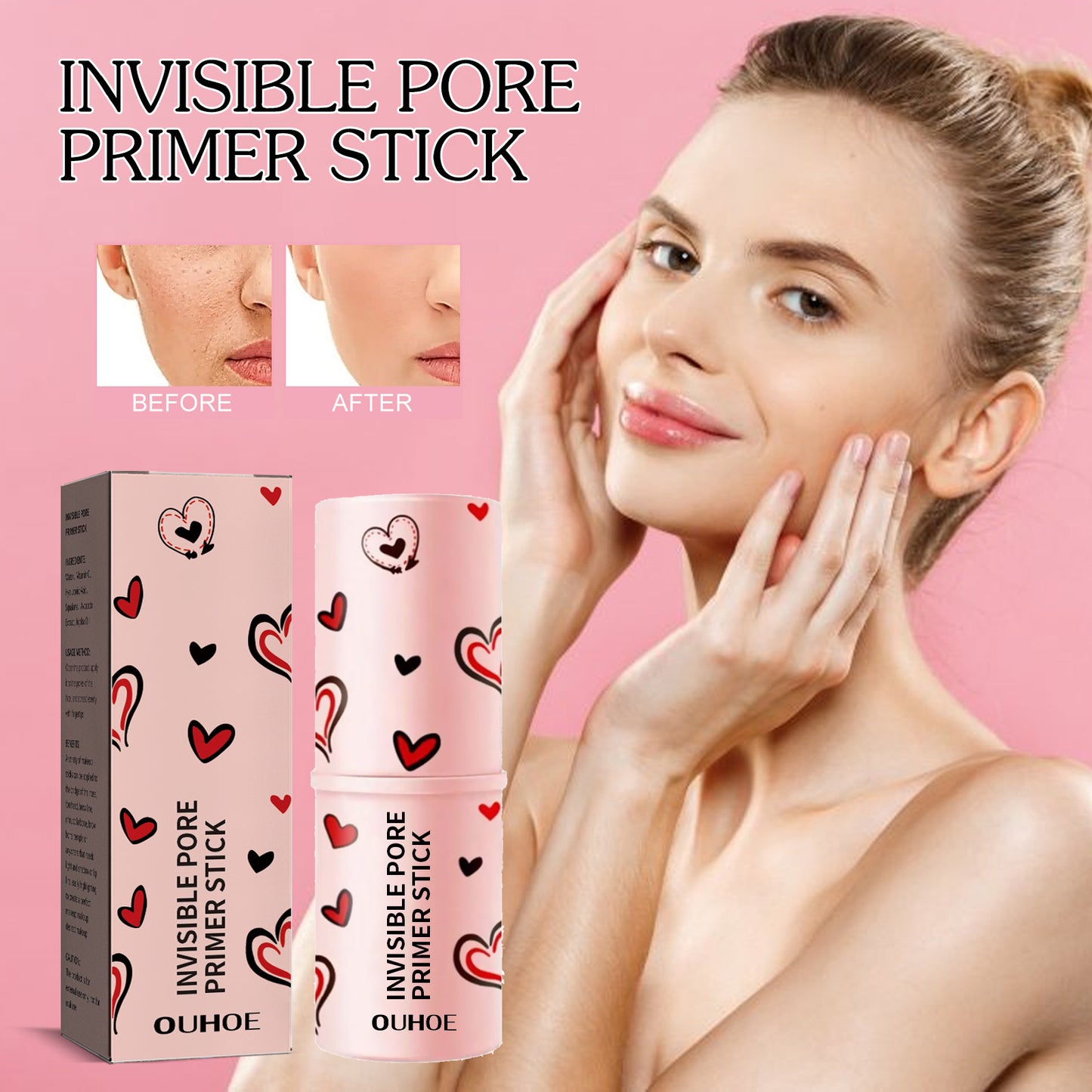 OUHOE Pore Concealing Stick Brightening Skin Tone Concealer Acne Marks Invisible Pores Softening Makeup Primer Stick