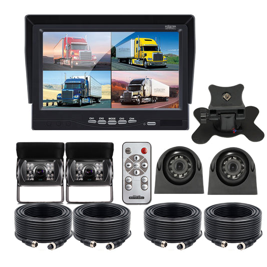 IPoster 7" 4 Split Car Reverse Monitor + 4* Car Rear/Side/Front View Cameras