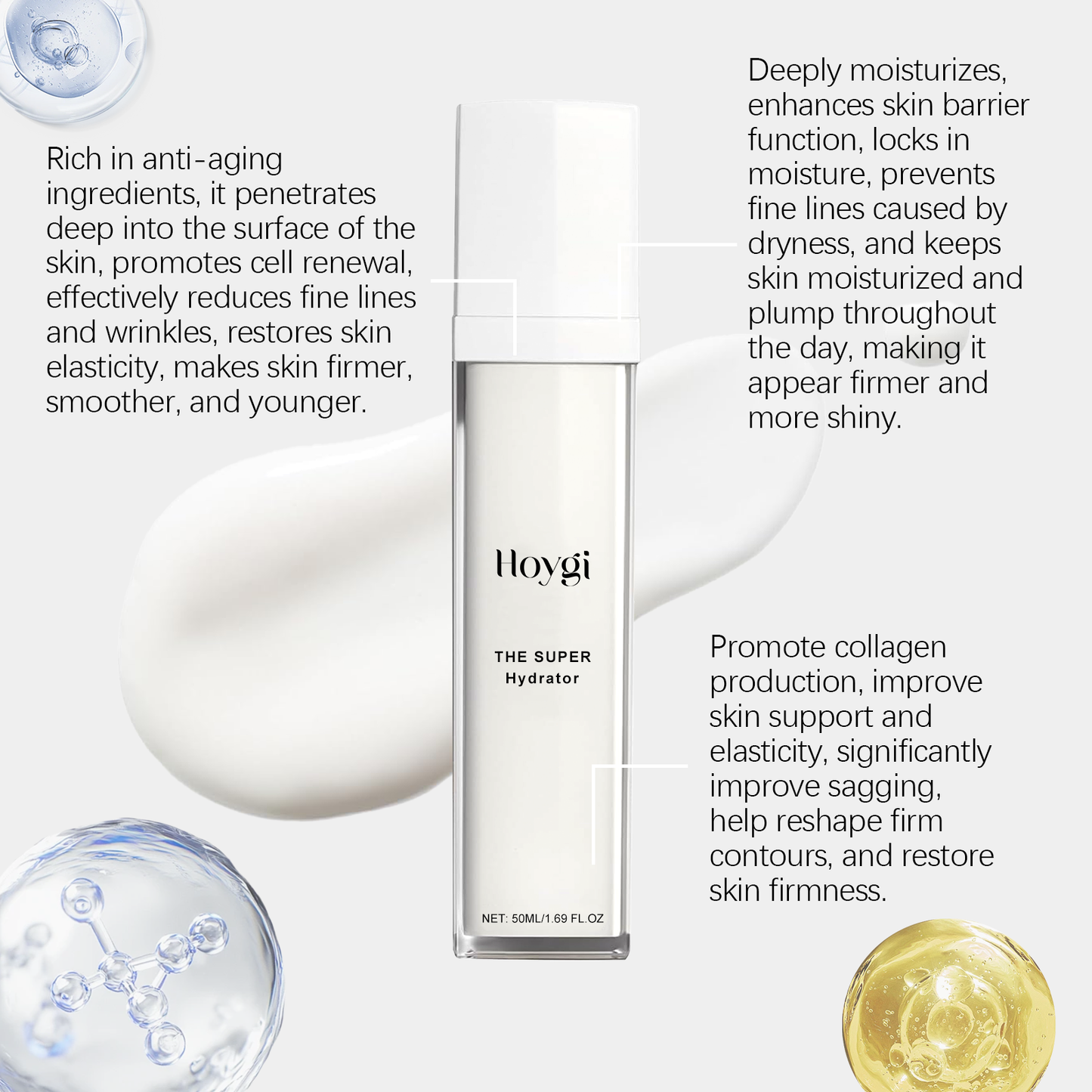 Hoygi Hyaluronic Acid Moisturizing Essence Lotion Gentle Moisturizing Brightening Care Facial Skin Firming Essence