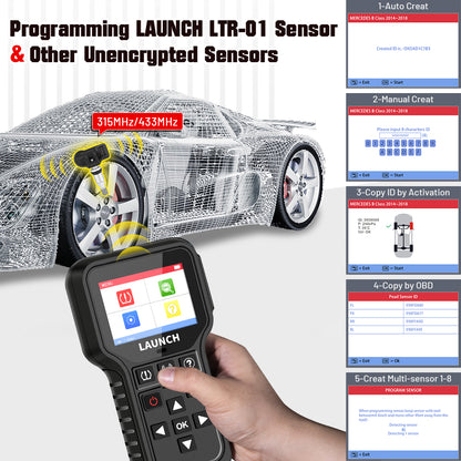 LAUNCH X431 CRT5011E TPMS Activate 315/433MHz Tire Sensor Activation Diagnostic Tool Learning and Reading OBD2 Scanner