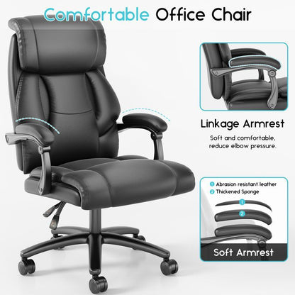 OEM High Quality Office Chair Black PU Leather Modern Design Adjustable Height Backrest Armrest Ergonomic Lift Metal Iron