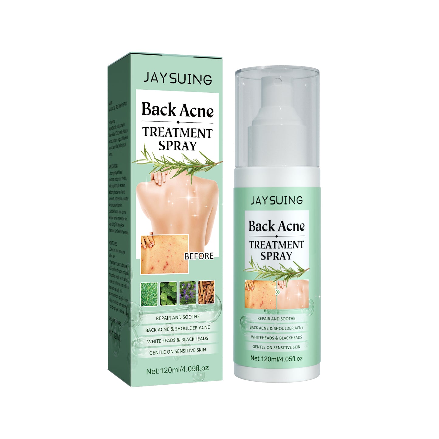 Jaysuing Back Care Spray Relieve Back Skin Moisturize Hydrate Body Clean Smooth Skin