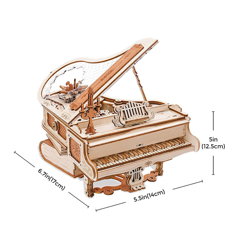 Robotime Rokr US Warehouse DIY Mechanical Music Box AMK81 Magic Piano Model Kit 3D Wooden Puzzles for Drop Shipping