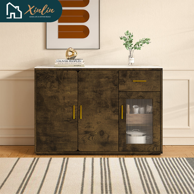 Free Shipping US Warehouse Modern Wood Accent Buffet Cabinet with Storage Doors: a Versatile Free-Standing Sideboard Perfect