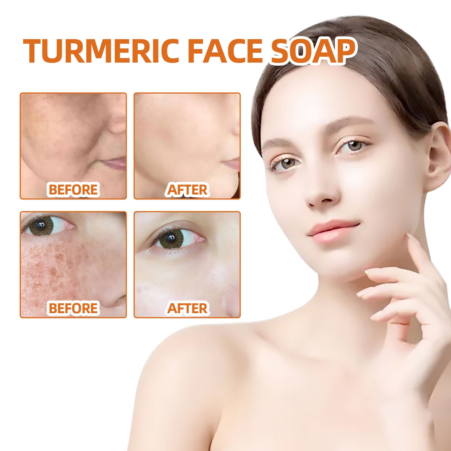 West&Month Turmeric Face Soap Facial Repair Gentle Cleansing Fade Spots Smooth Fine Lines Facial Soap