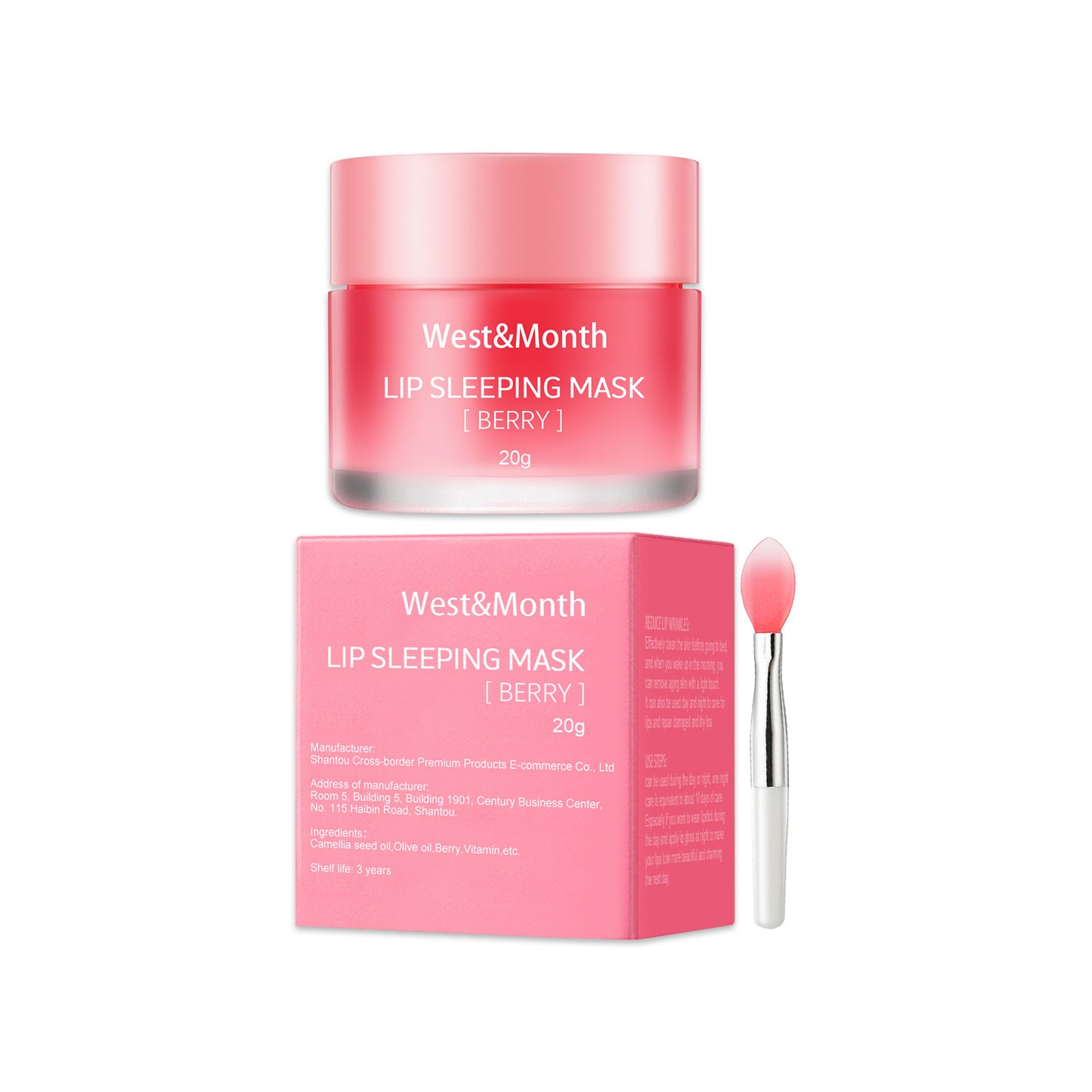 West&Month Jelly Lip Mask Moisturizing Hydrating Lip Wrinkle Reduction Nourishing Lip Skin Sleep Jelly Lip Mask