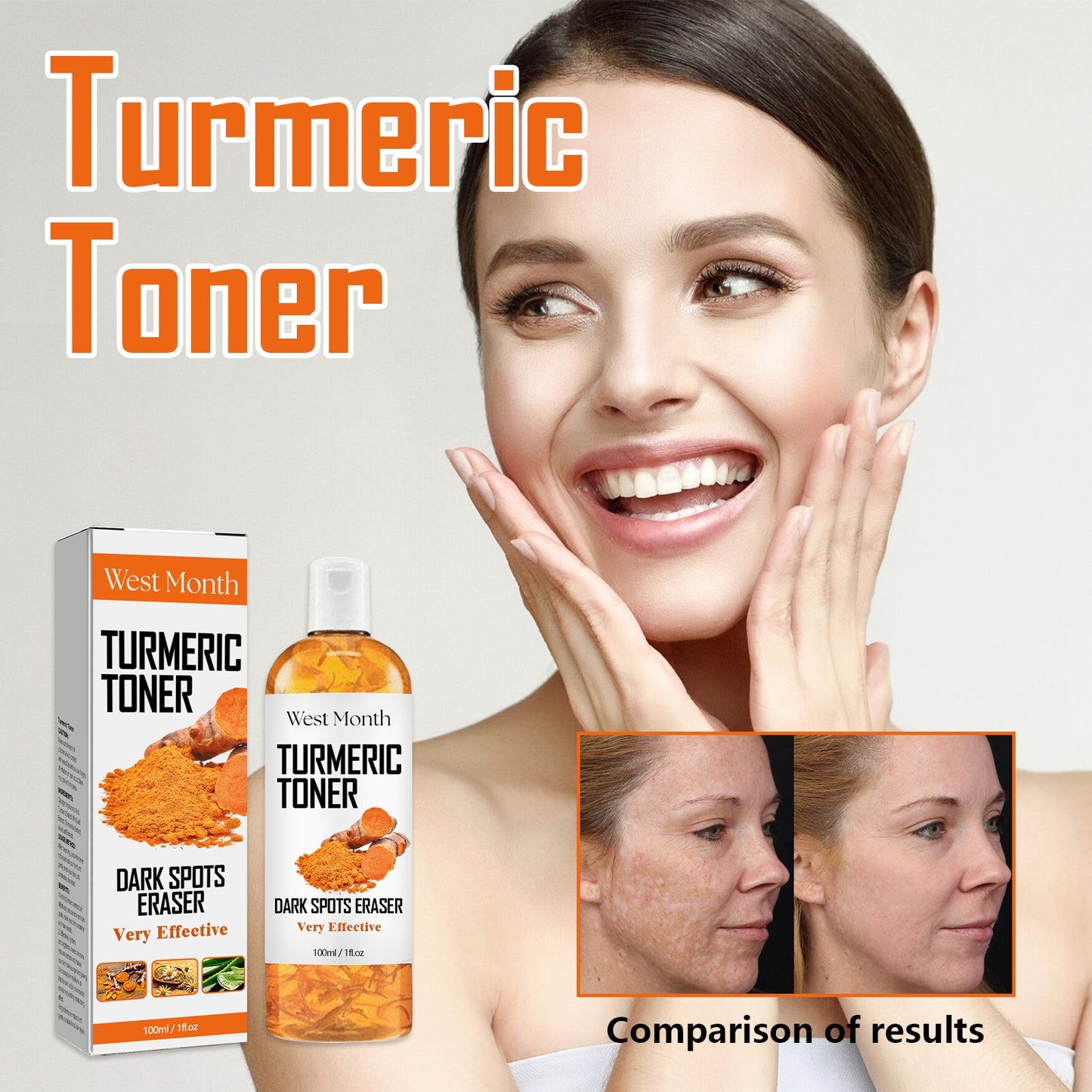 West&Month Blackhead Removal Turmeric Toner Deep Hydrating Firming Moisturizing Facial Skin Toner