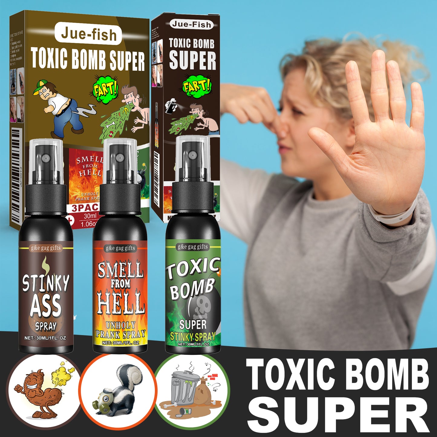 Jue-Fish Stink Spray April Fool's Day Prank Liquid Toy Prank Stinky Smell Entertainment Poop Hell Bomb Smell