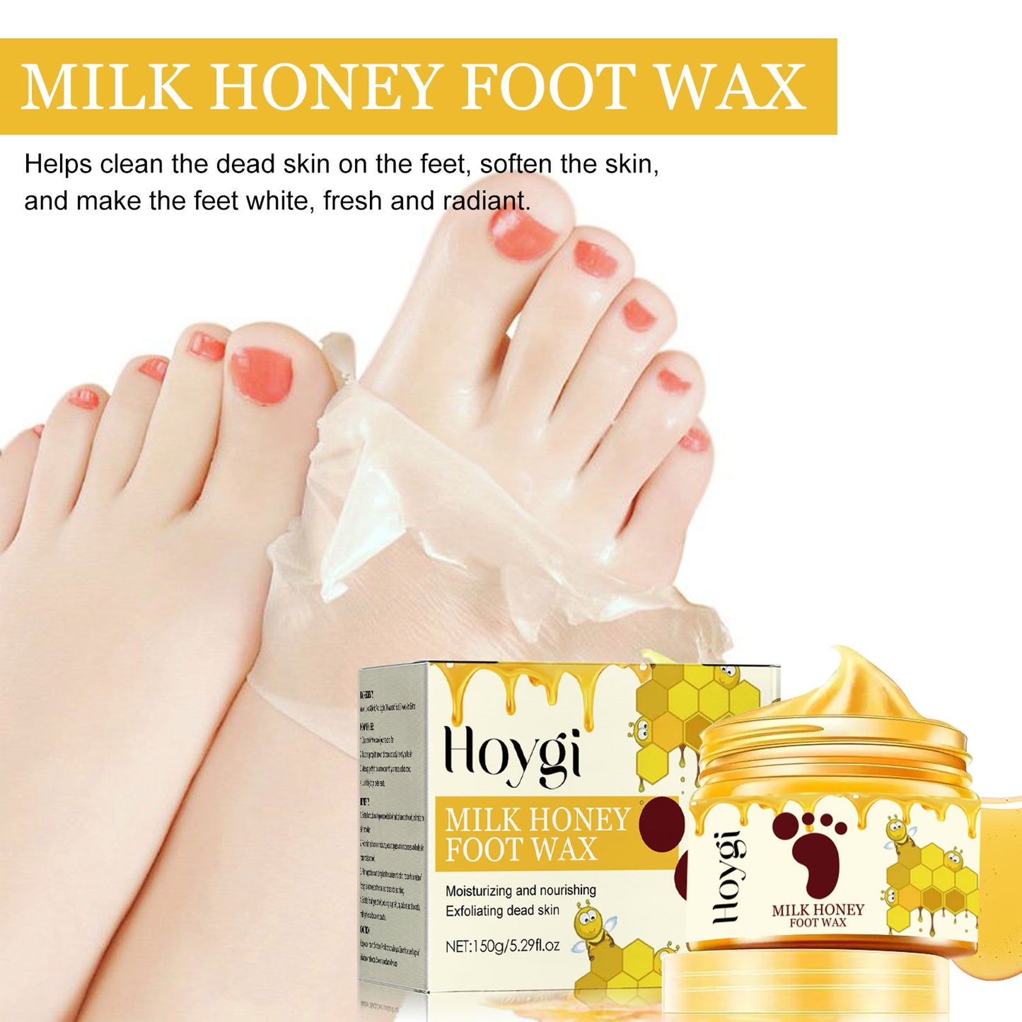 Hoygi Honey Milk Peel Off Hand and Foot Mask Hand and Foot Cuticle Exfoliating Moisturizing Repair Smooth Hand and Foot Mask