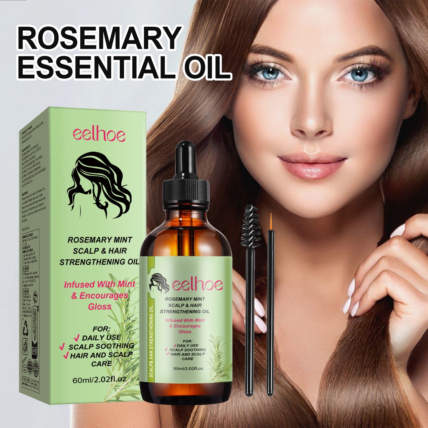 EELHOE Rosemary Hair Care Essential Oil Hair Repair Hair Dry and Frizz Supple Hair Hair Care Essential Oil