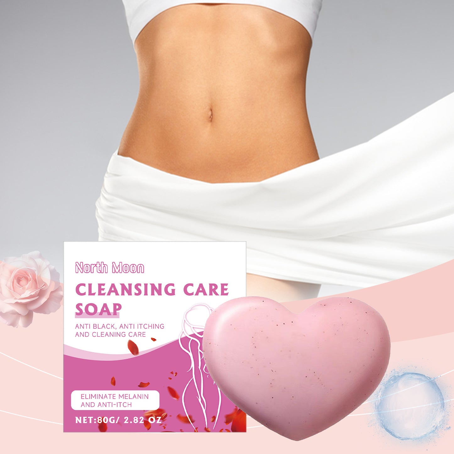 North Moon Cleaning and Care Soap Women Body Bath Cleansing Pore Moisturizing Moisturizing Soothing Soap