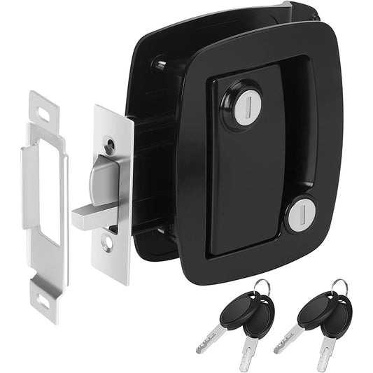 Waterproof Black Metal Door Lock Zinc Alloy Heavy Duty RV Camper Door Lock with Key Lock for Travel Trailers