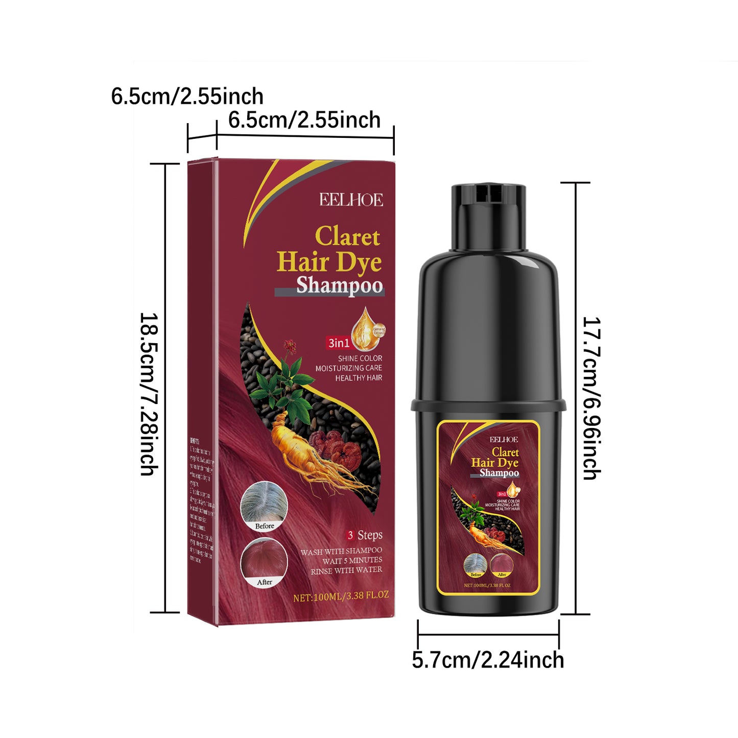 EELHOE Black Hair Beauty Shampoo Series Gentle Non-Irritating Moisturizing Scalp Easy Color Changing Hair Shampoo