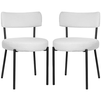 Set of 2 Black Sherpa Mid Century Modern Dining Chairs Velvet Upholstered for Home or Hotel Kitchen & Dining Room