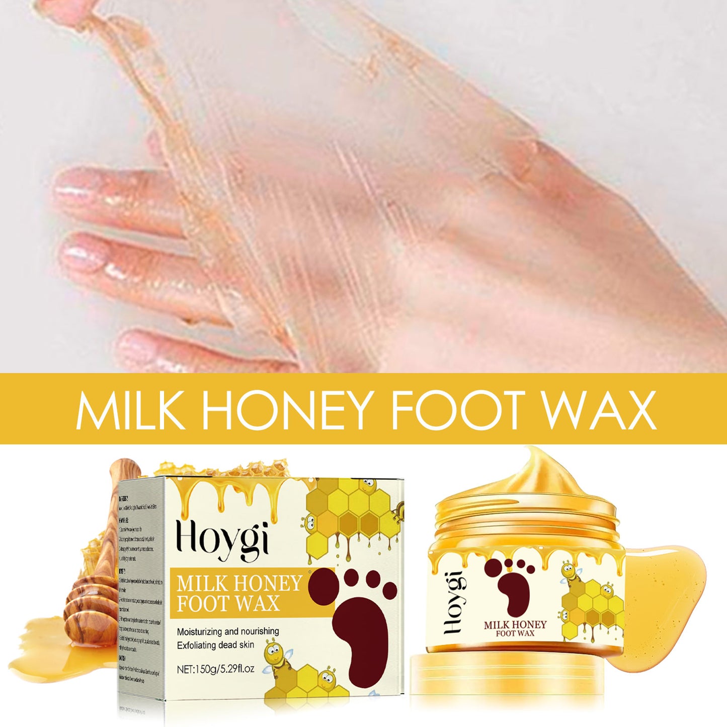 Hoygi Honey Milk Peel Off Hand and Foot Mask Hand and Foot Cuticle Exfoliating Moisturizing Repair Smooth Hand and Foot Mask