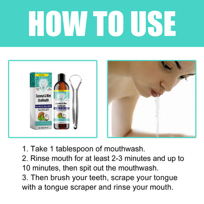 EELHOE Oral Coconut Oil Mouthwash Stain Removal Teeth Whitening Fresh Breath Oral Care Gum Protection