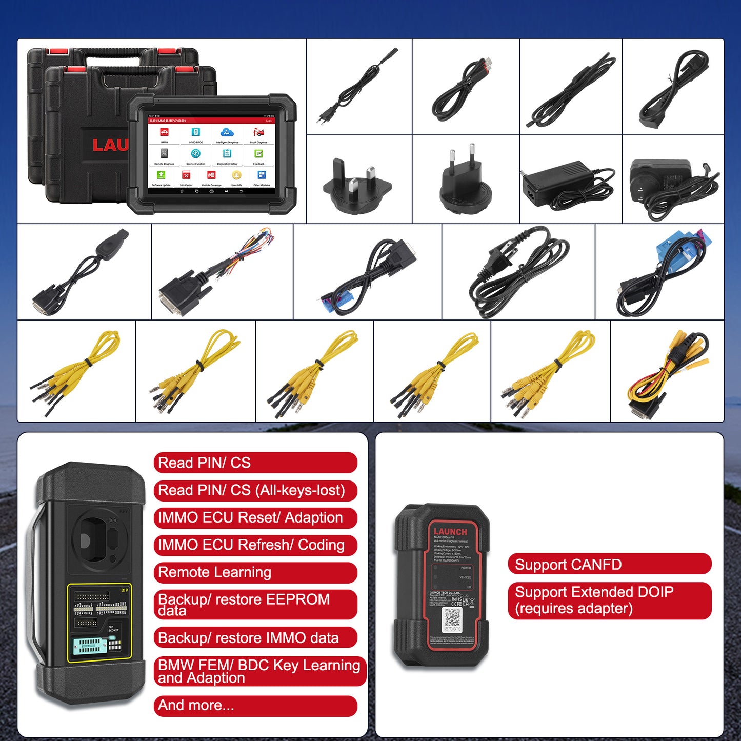 LAUNCH X431 IMMO ELITE Car Key Programmer Car Immobilizer ECU Programming Tools OBD OBD2 All System Diagnostic Scanner 33 Reset