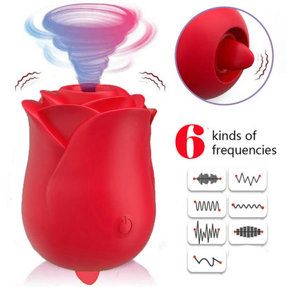 MELO Original Manufacturer Wireless Red Rose Shaped Vibrating Rose Vibrator Sex Toys for Woman Clit Tongue Sucking Vibrator%