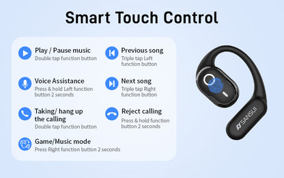 Sansui W26 OWS ENC Noise Cancelling bluetooth Open Ear Hook Bicycles Motorcycles Online Courses Office Wireless Earphone Headset