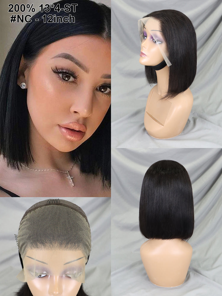 HOT SELL 13x4 LACE WIG  Human Hair Lace Front Bob Wigs Short Straight Style Transparent Swiss Lace Raw Brazilian for Black Women